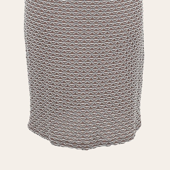 Sharagano 18W Taupe White Textured Stripe Stretch Sheath Dress Plus Size Lined - Picture 6 of 10